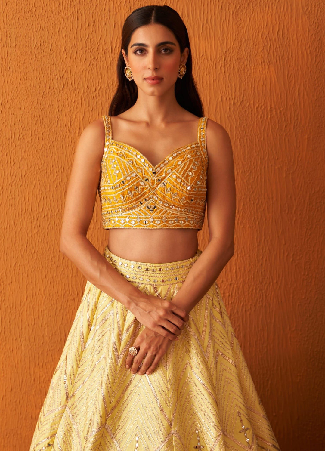 Yellow Raw Silk Lehenga Set With Purple Dupatta Angad Singh - Fabilicious Fashion