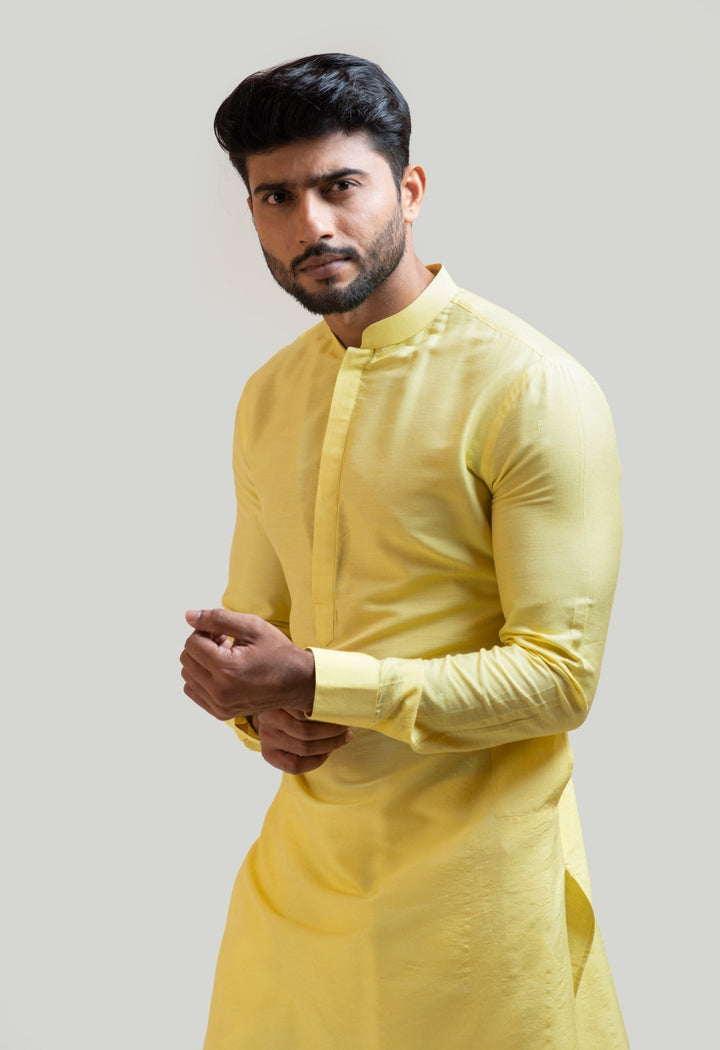 Yellow Silk Kurta Set Smriti - Fabilicious Fashion