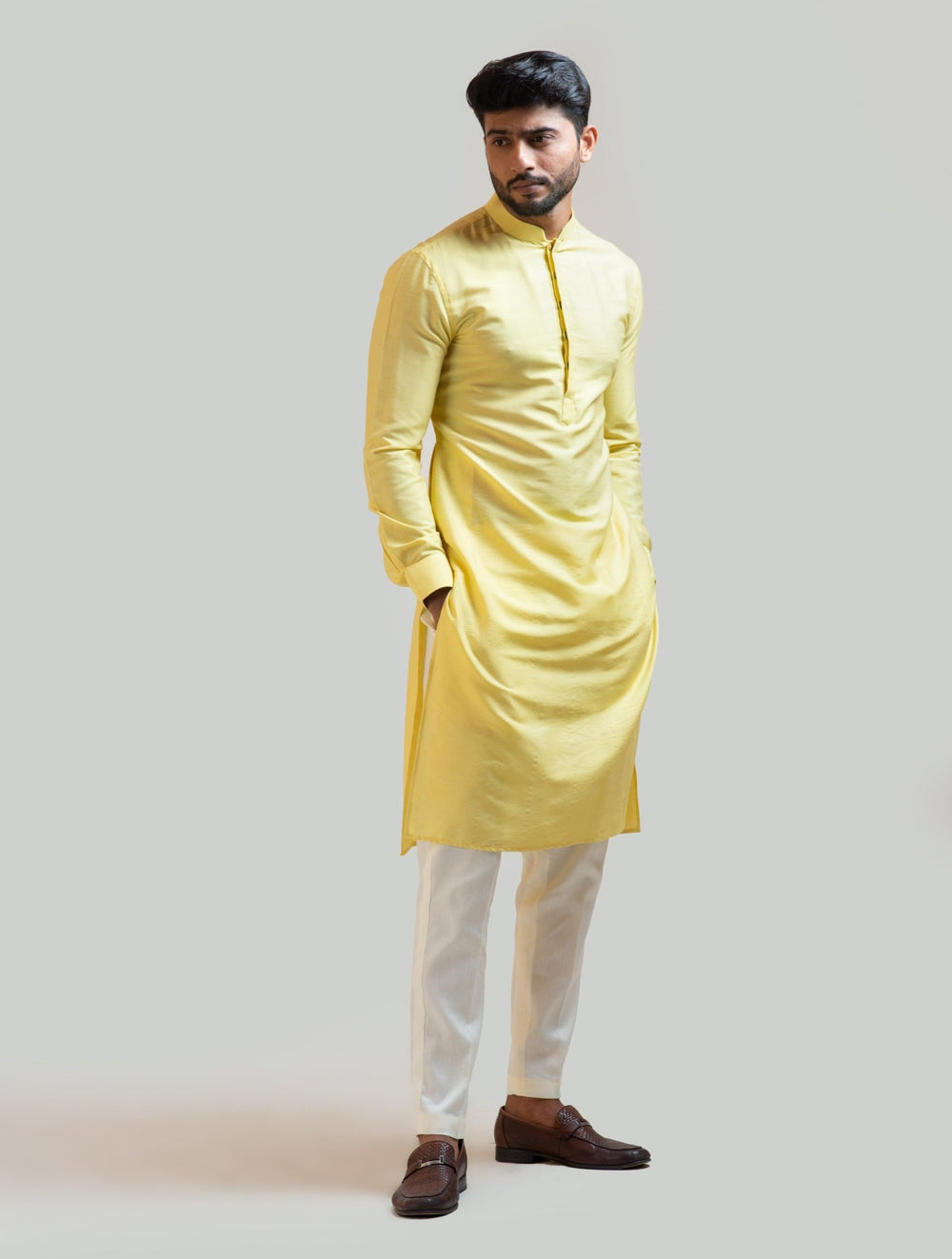 Yellow Silk Kurta Set Smriti - Fabilicious Fashion