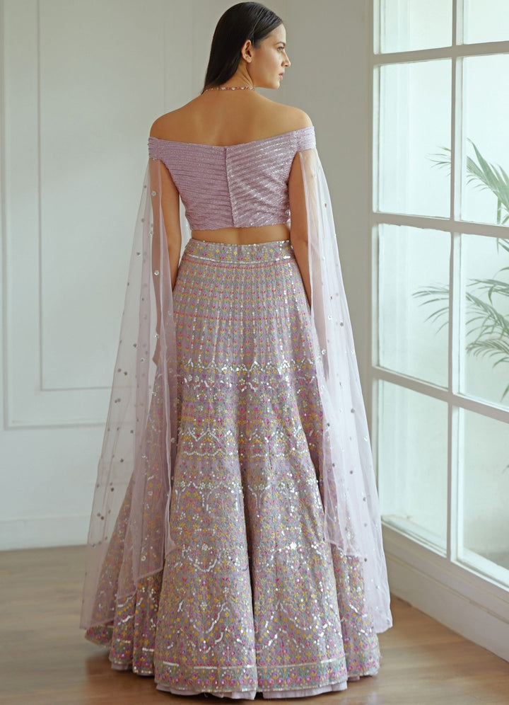 Zaina Lavender Organza Lehenga Set Studio Iris - Fabilicious Fashion