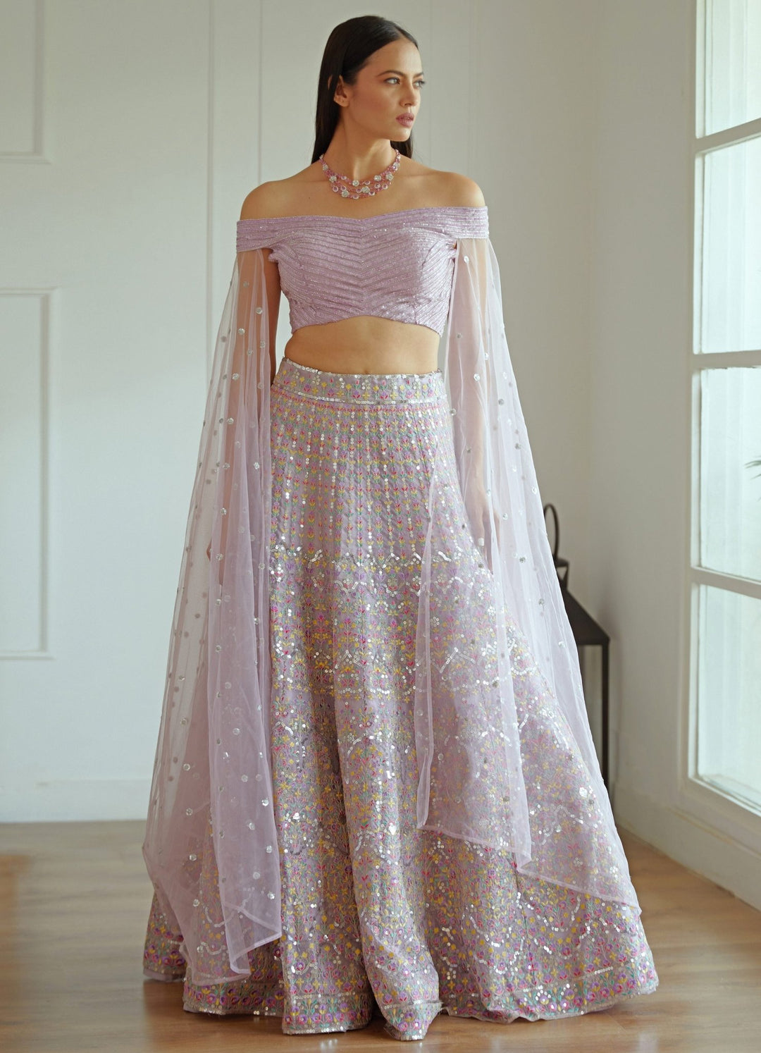Zaina Lavender Organza Lehenga Set Studio Iris - Fabilicious Fashion
