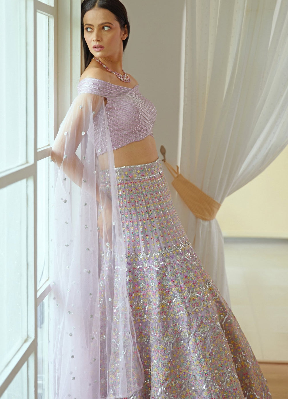 Zaina Lavender Organza Lehenga Set Studio Iris - Fabilicious Fashion