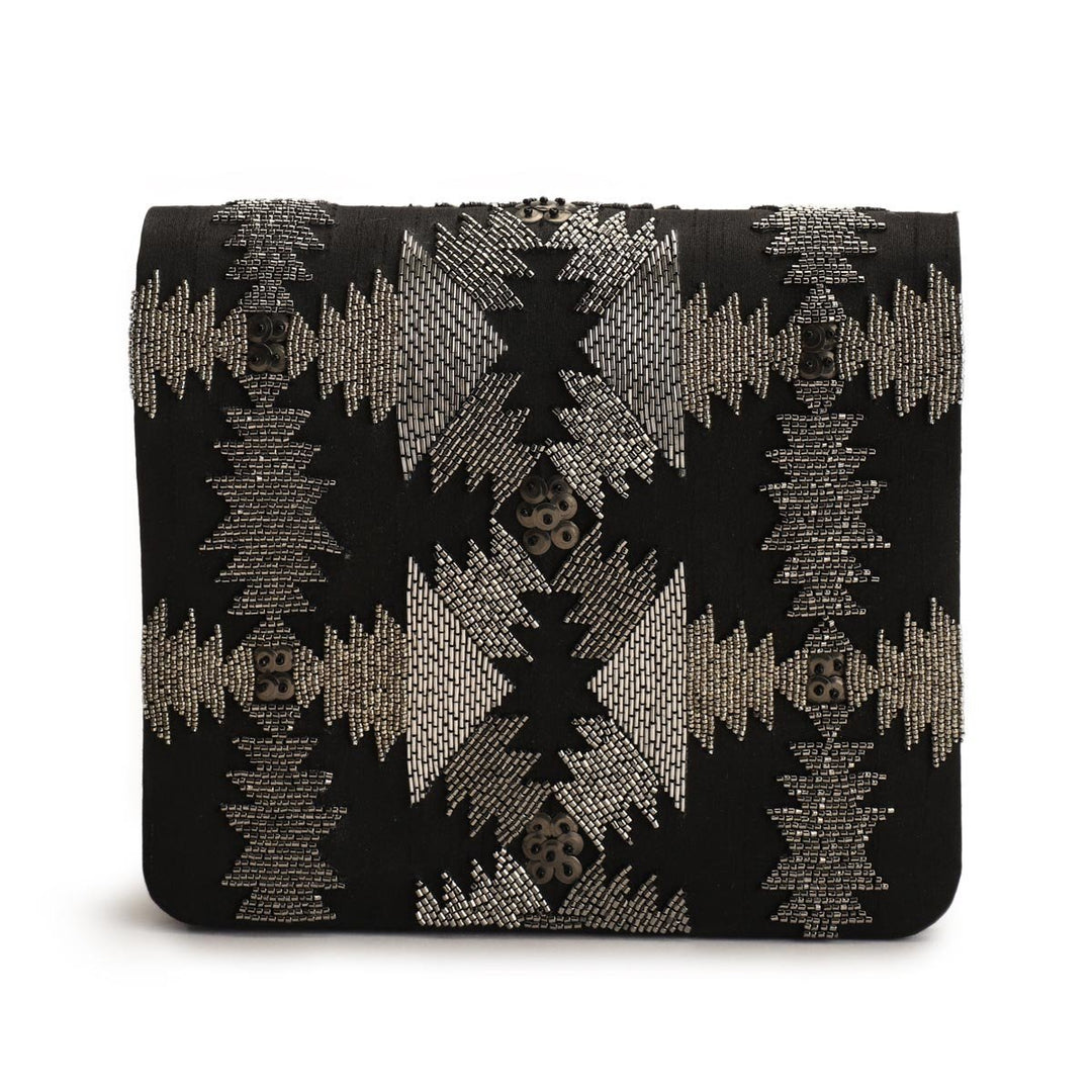 Zig Zag black clutch The Purple Sack - Fabilicious Fashion