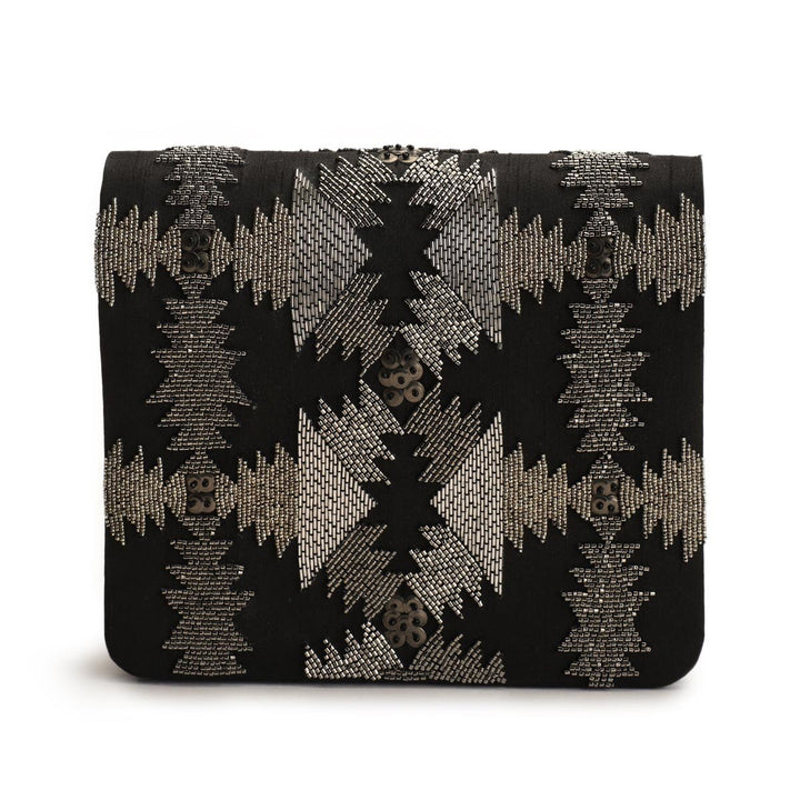 Zig Zag black clutch The Purple Sack - Fabilicious Fashion