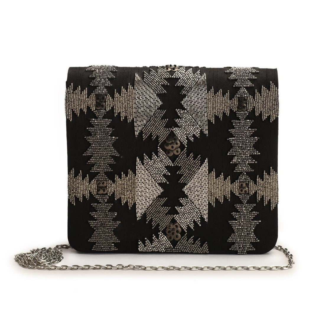 Zig Zag black clutch The Purple Sack - Fabilicious Fashion