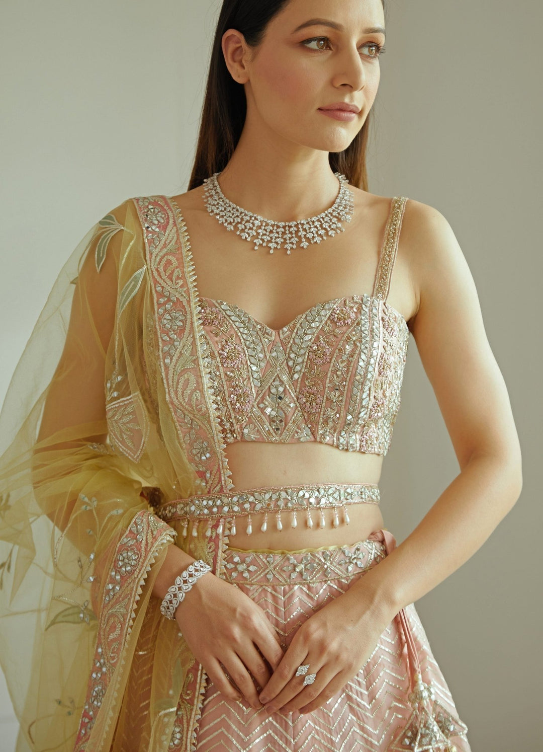 Ziya Pastel Pink Lehenga Set Studio Iris - Fabilicious Fashion